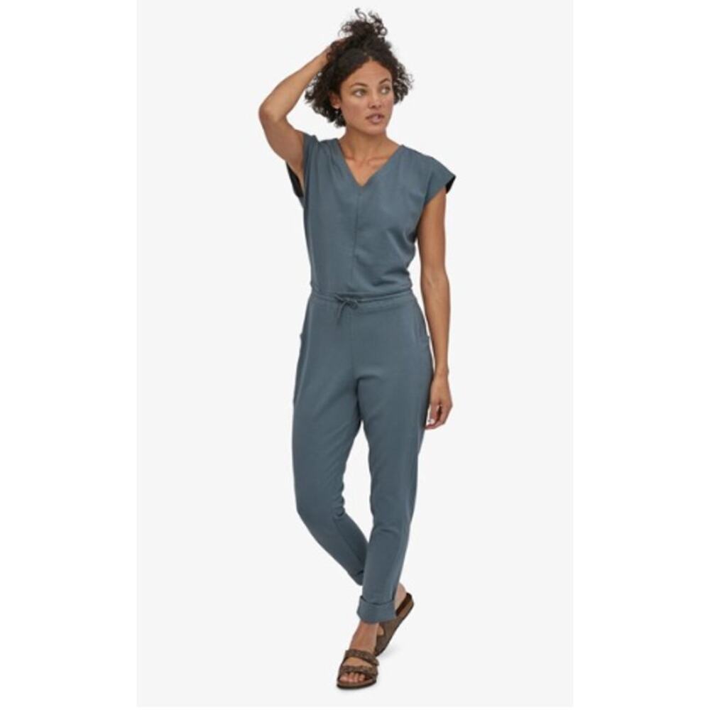 Patagonia Slate-Blue V-Neck Utility Jumpsuit